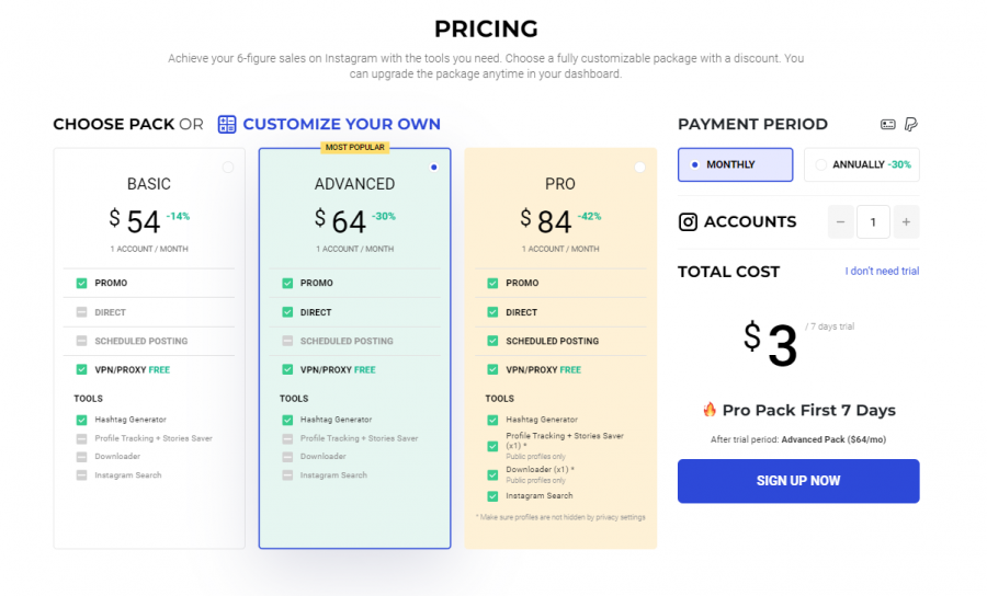 Inflact Pricing Screenshot