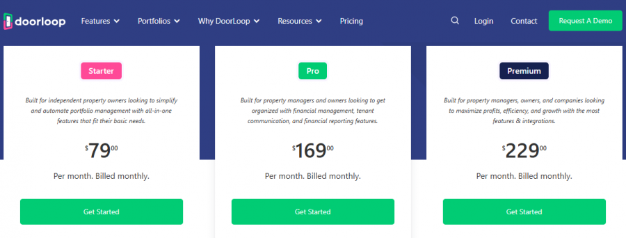 DoorLoop Pricing Screenshot
