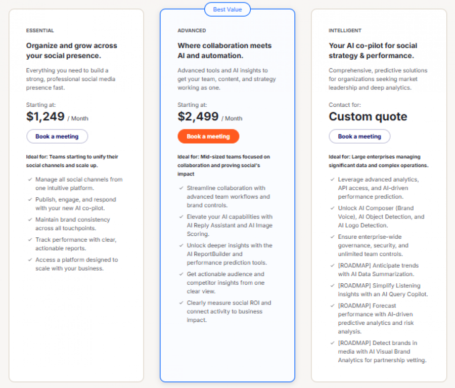 Emplifi Social AI Pricing Screenshot