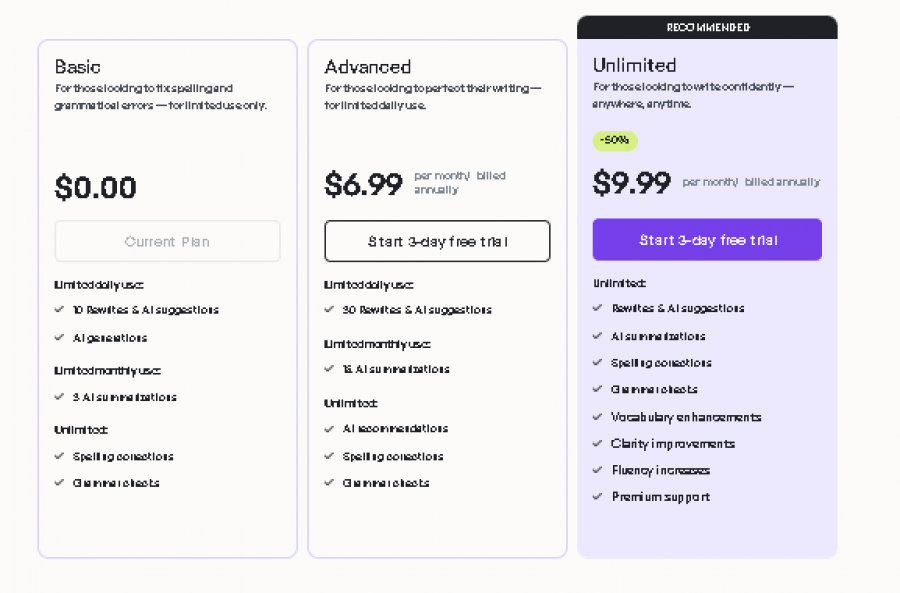 Wordtune Ai Pricing Screenshot