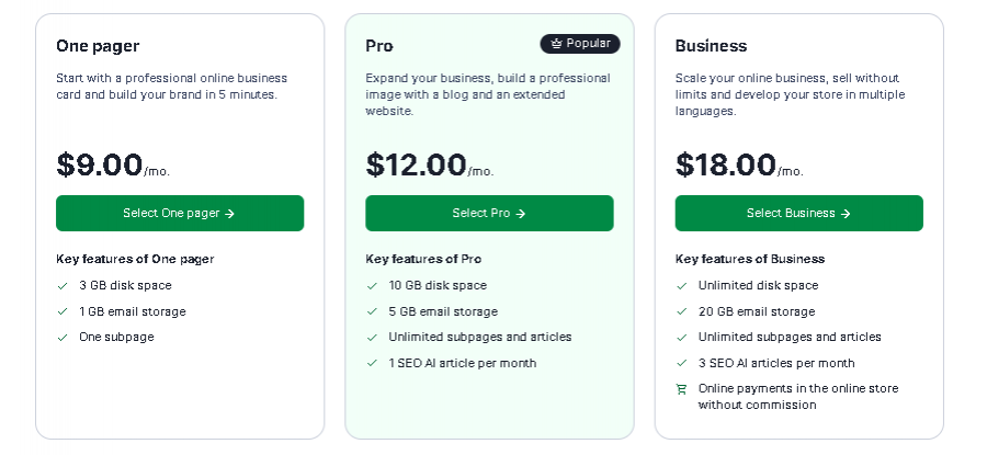 WebWave AI Pricing Screenshot
