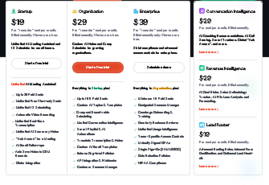 Avoma Pricing Screenshot