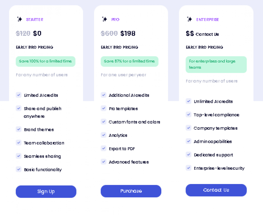Presentations.AI Pricing Screenshot