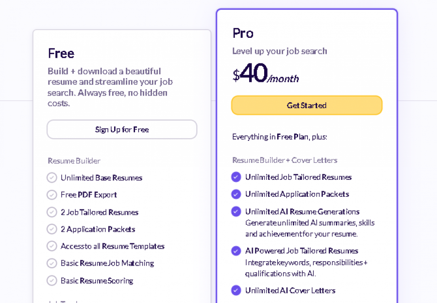 Huntr AI Pricing Screenshot