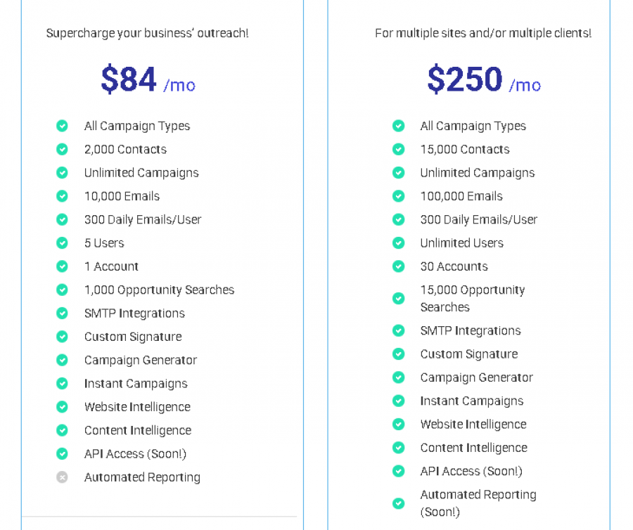 Postaga Pricing Screenshot