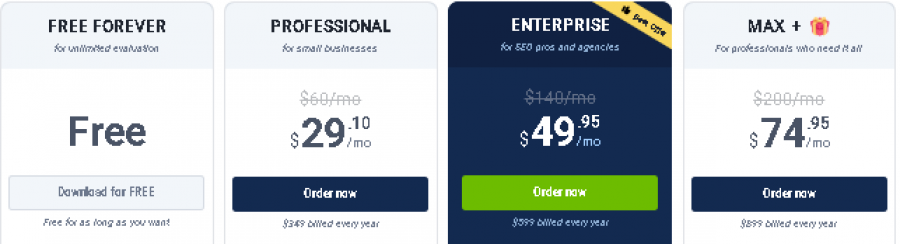 SEO PowerSuite Pricing Screenshot