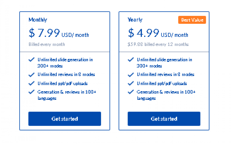 PitchGrade Pricing Screenshot