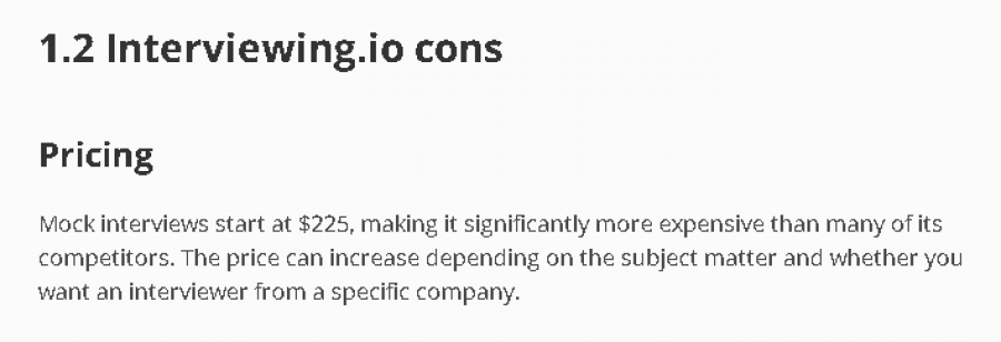 Interviewing.io Pricing Screenshot