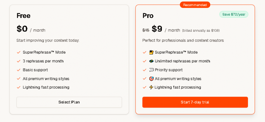 Rephrase.ai Pricing Screenshot