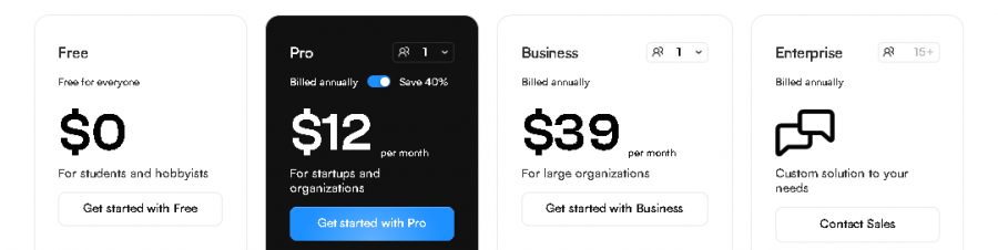 Uizard Pricing Screenshot