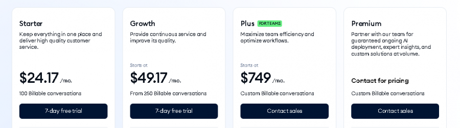 Tidio AI Pricing Screenshot