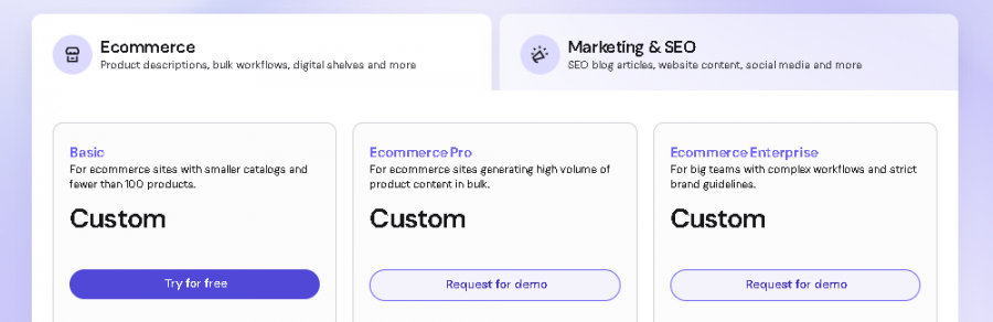 Hypotenuse AI Pricing Screenshot