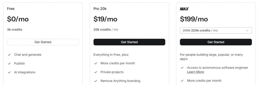 Create Pricing Screenshot
