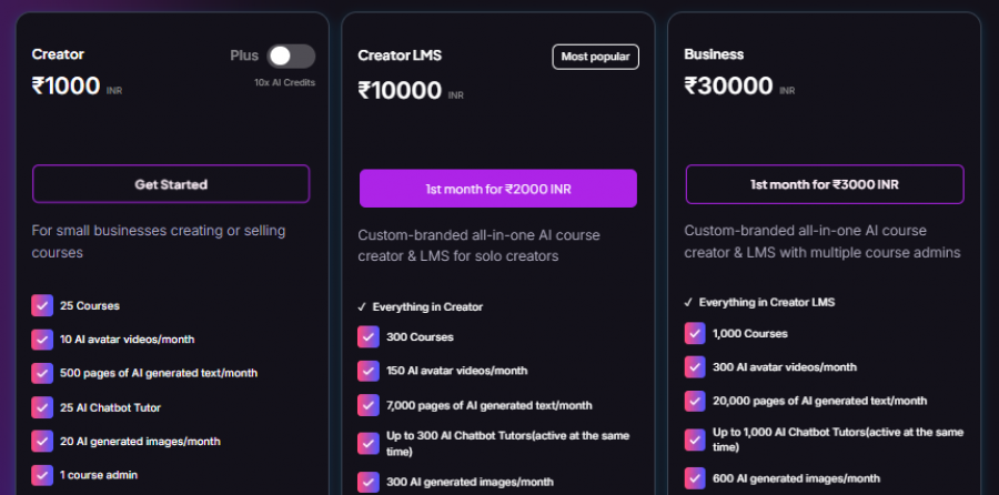 AI Quiz Generator by Coursebox Pricing Screenshot