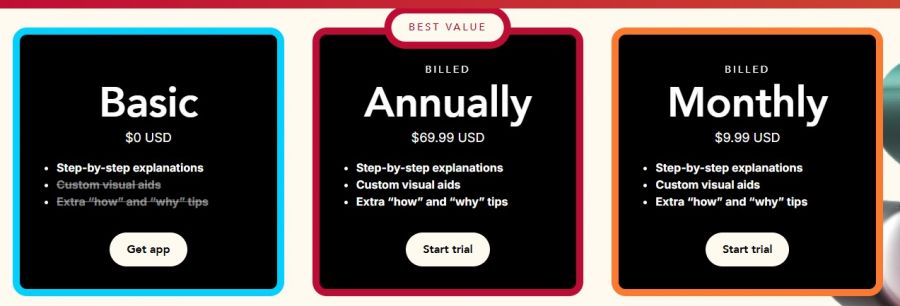 Photomath Pricing Screenshot