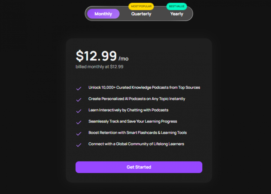 BeFreed Pricing Screenshot