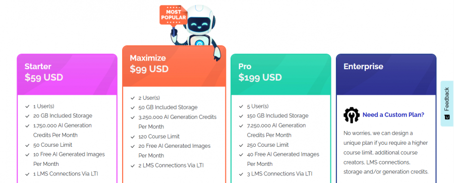 eSkilled AI Course Creator Pricing Screenshot