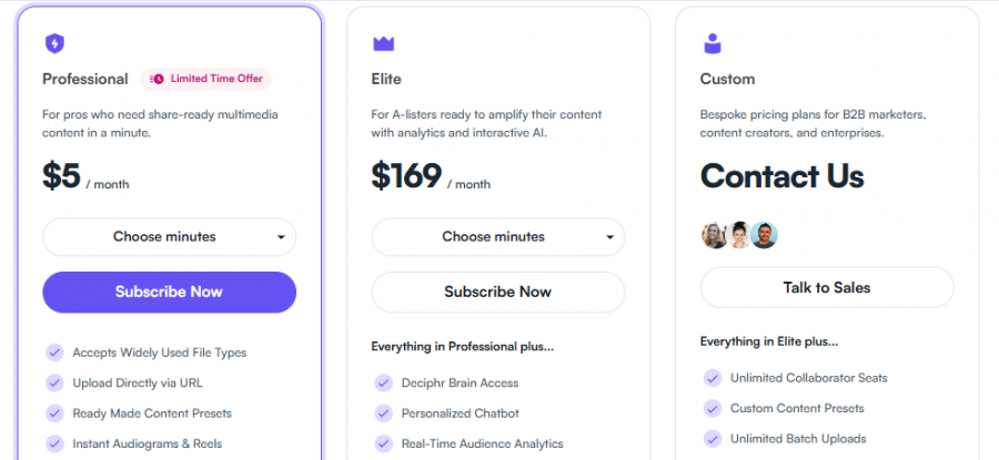 Deciphr Ai Pricing Screenshot