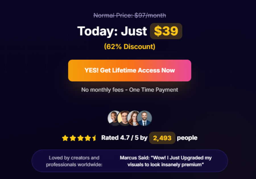 Creativio AI Pricing Screenshot