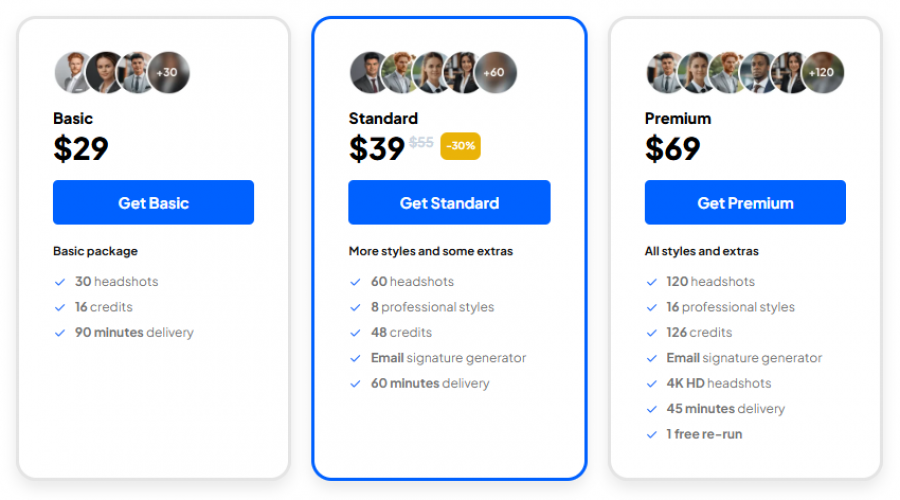 SnapHeadshots Pricing Screenshot