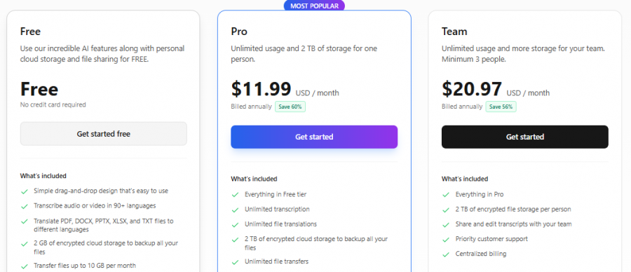 Cockatoo Pricing Screenshot
