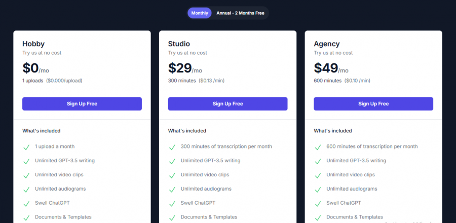 Swell AI Pricing Screenshot