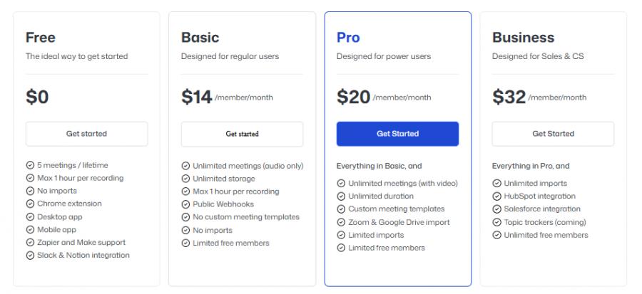 Bluedot Pricing Screenshot