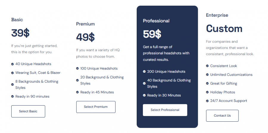 ProPhotos Pricing Screenshot