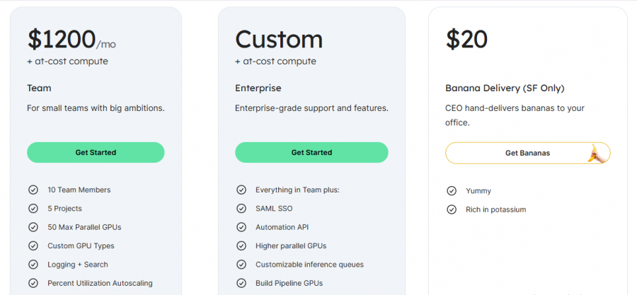 Banana Pricing Screenshot