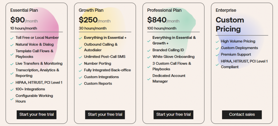 Gridspace Pricing Screenshot