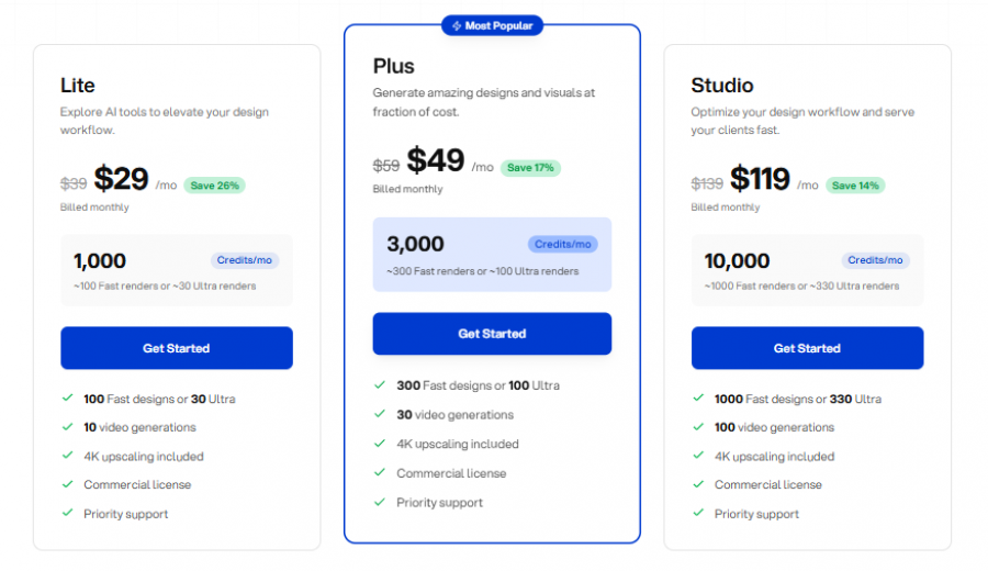 mnml AI Pricing Screenshot