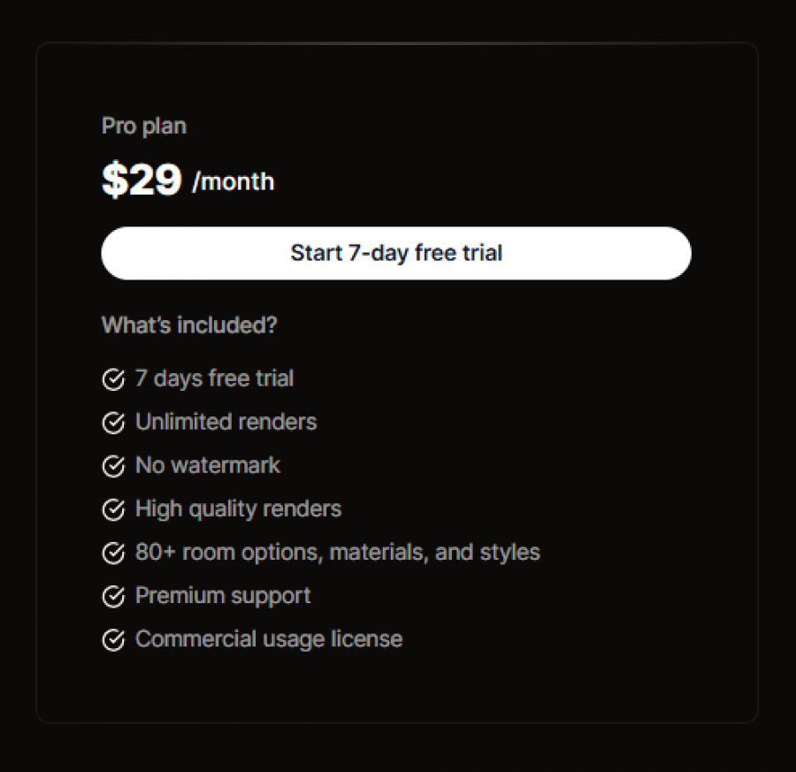 Cactus Interior Pricing Screenshot