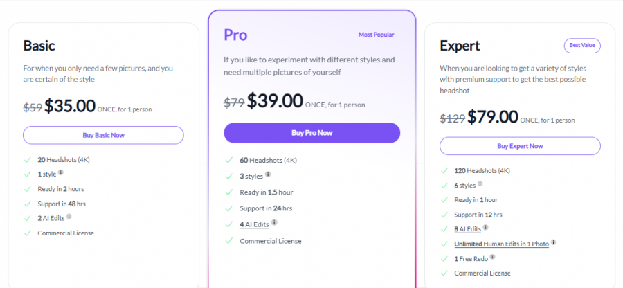 BetterPic Pricing Screenshot