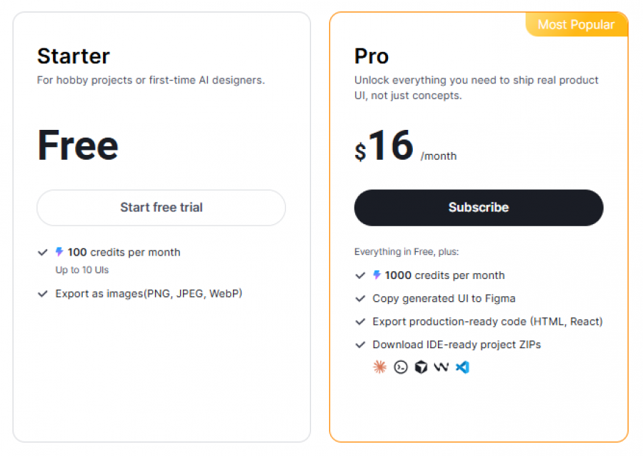 Motiff Pricing Screenshot