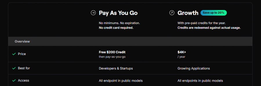 Deepgram Pricing Screenshot