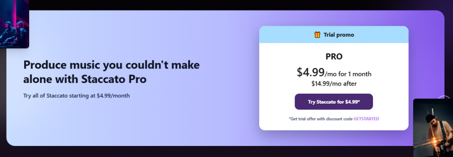 Staccato Pricing Screenshot