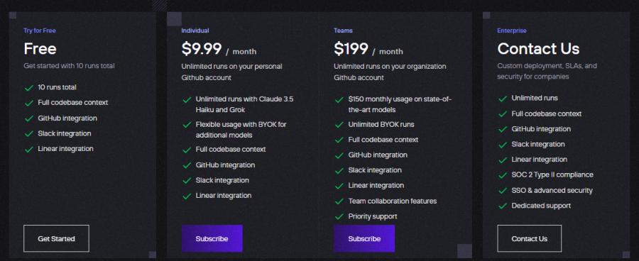 Codegen Pricing Screenshot