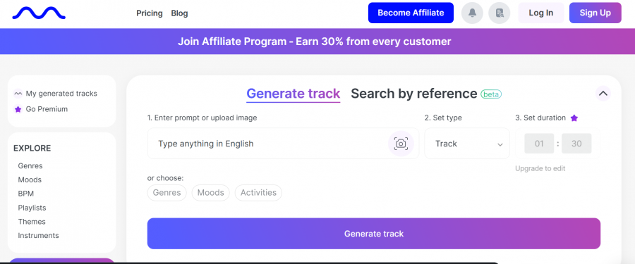 Mubert Pricing Screenshot