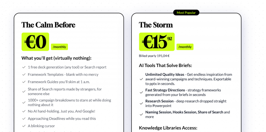 Creative Fast AID Pricing Screenshot