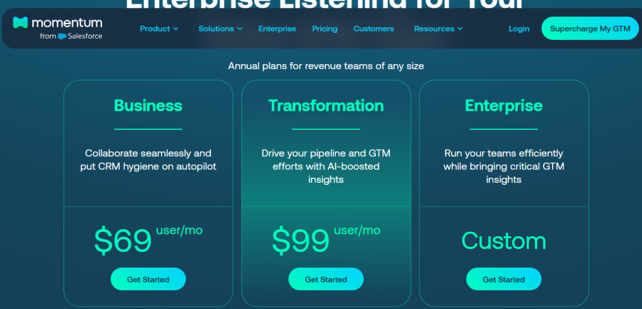 Momentum Pricing Screenshot