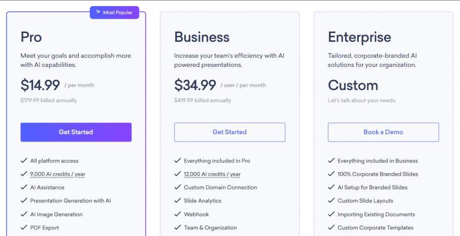 Decktopus AI Pricing Screenshot