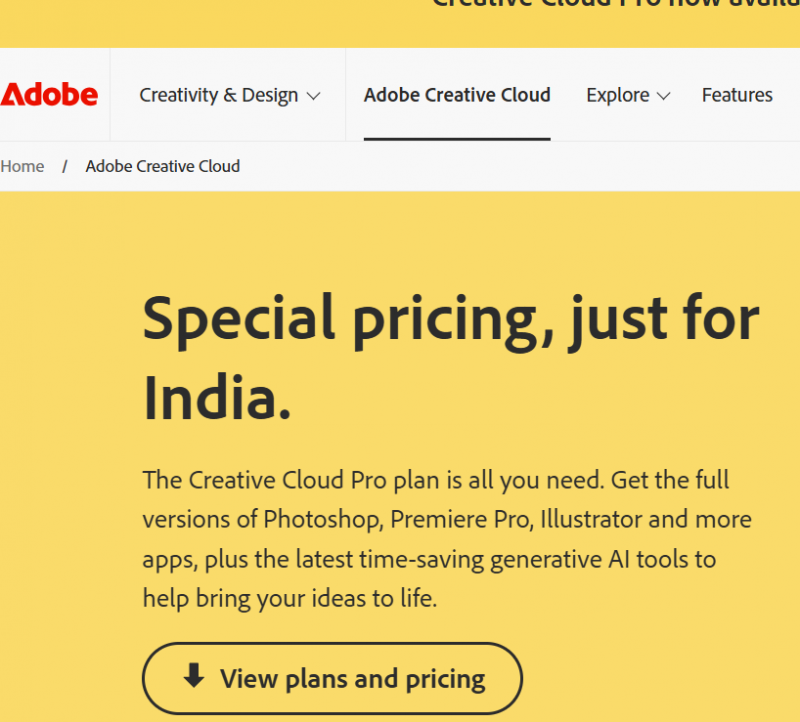 Adobe Firefly Pricing Screenshot