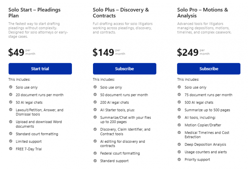AI Law Pricing Screenshot
