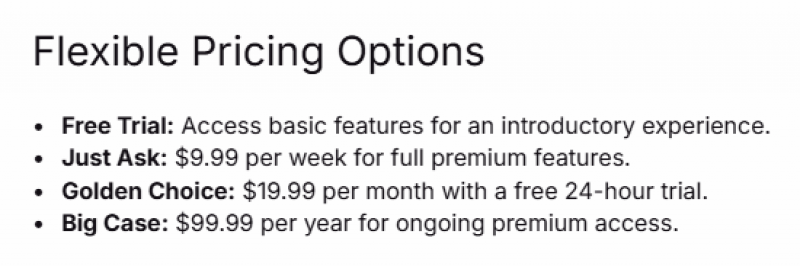 AI Lawyer Pricing Screenshot