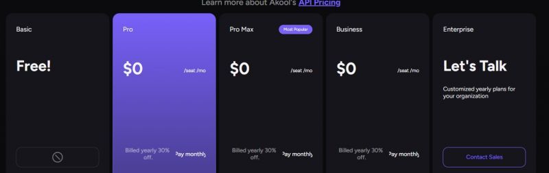 Akool Pricing Screenshot