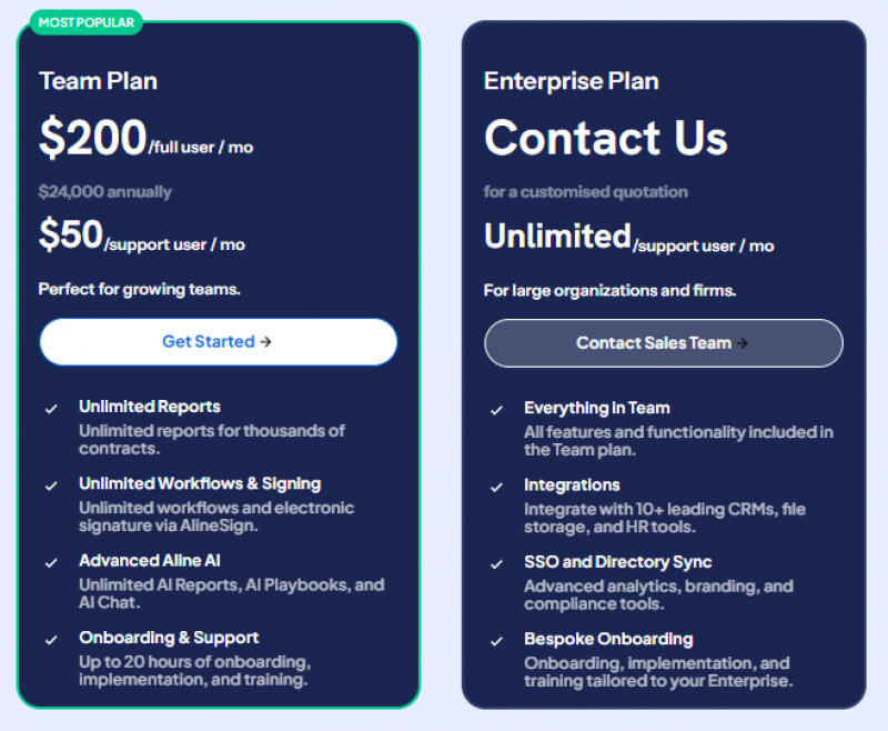 Aline AI Pricing Screenshot