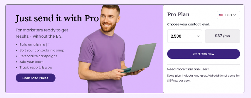 Benchmark Email Pricing Screenshot
