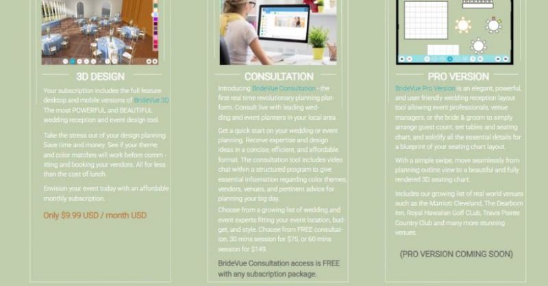 BrideVue Pricing Screenshot