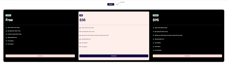 ClipMaker AI Pricing Screenshot