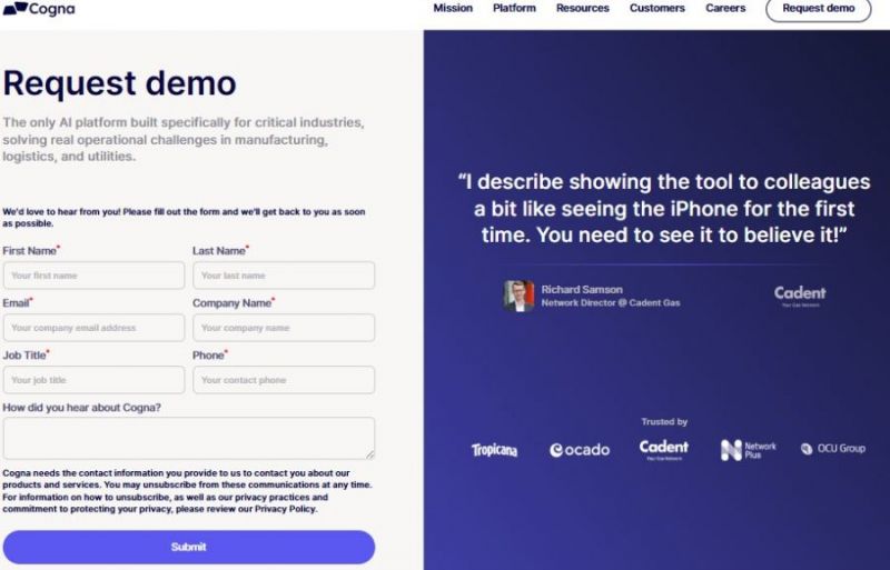 Cogna Pricing Screenshot